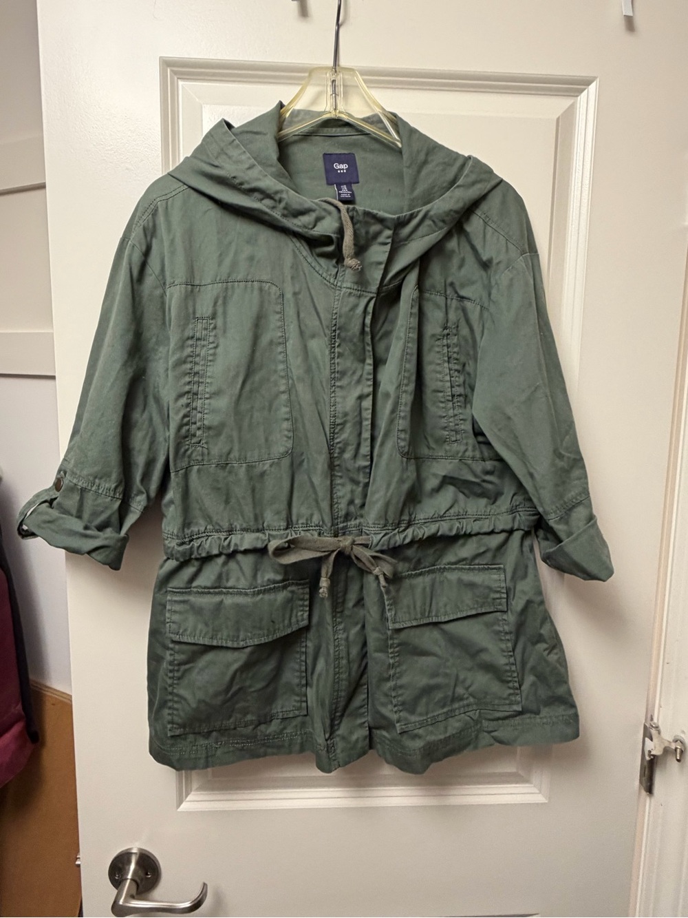 GAP Women's Hooded Utility Jacket in Olive